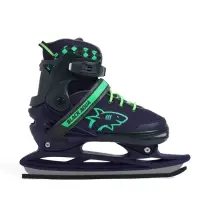 Коньки детские раздвижные BlackAqua, р. 31-34, для фитнеса, синие, зелёные