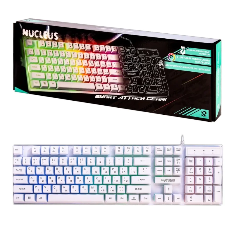 Клавиатура игровая мультимедийная Smartbuy RUSH Nucleus USB белая