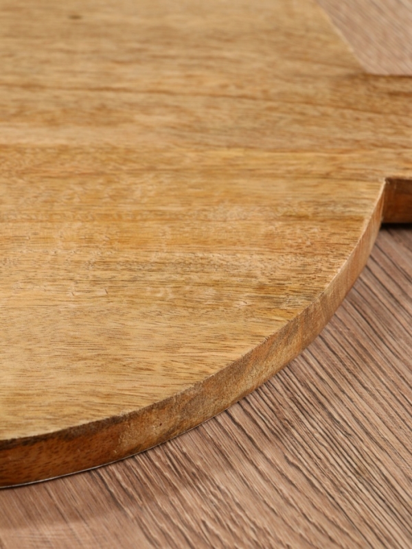 Доска разделочная круглая "Черепаха и цветы" дерево манго 36х28