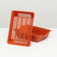 Туалет для кошек, 36&times;25&times;9 см, глубокий, с сеткой, пластик, коричневый