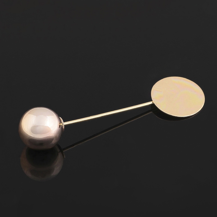 Основа &laquo;Брошь-игла&raquo; с шариком d=1,2 см (набор 5 шт.), L=5 см, площадка 1,5 см, цвет золото