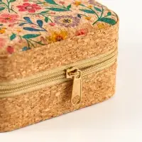 Шкатулка кожзам для украшений "Цветочная" пробка 10х10х5 см