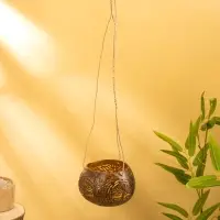 Подсвечник подвесной из кокоса, 9-12 см, коричневый