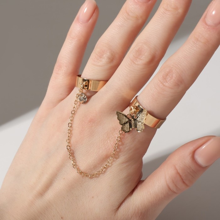 Набор колец 2 штуки «Тренд» лёгкость, цвет золото, безразмерные Набор колец 2 штуки «Тренд» лёгкость, цвет золото, безразмерные