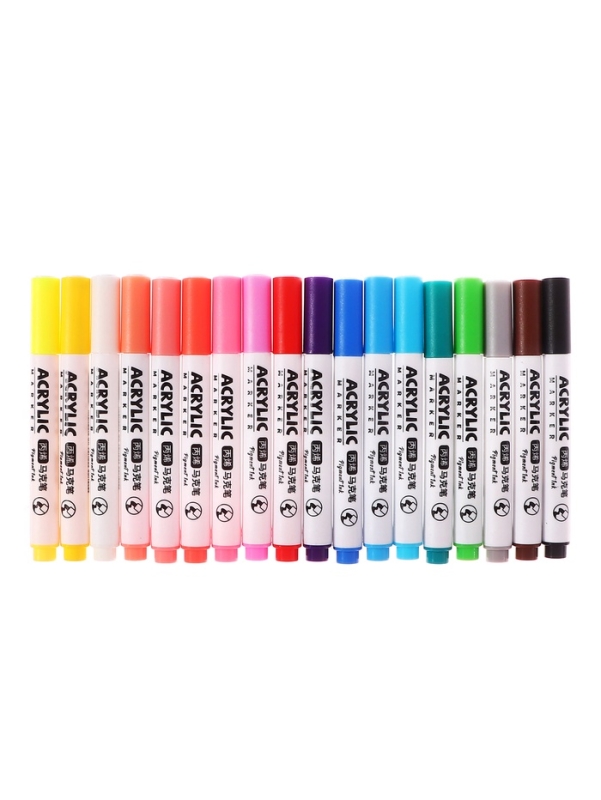 Набор акриловых маркеров 18 цветов в пластиковом тубусе