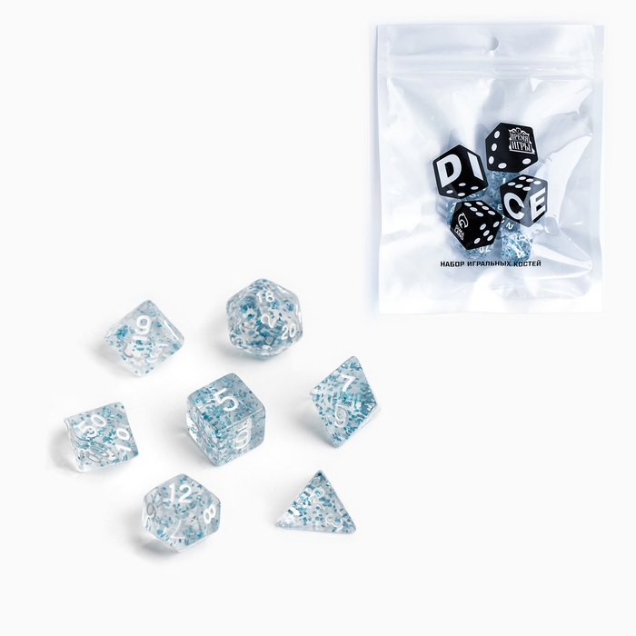 Набор кубиков для D&D (Dungeons and Dragons, ДнД) "Время игры", серия: D&D,7 шт, голубые