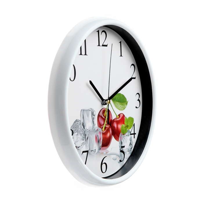 Часы настенные для кухни, Часы настенные для кухни, "Вишня", d-24.5 см