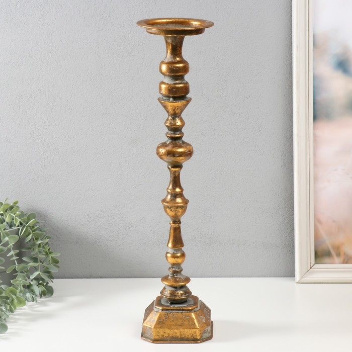 Подсвечник металл на 1 свечу "Фауст" состаренная бронза 11х11х48,5 см