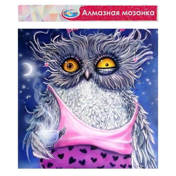 Алмазная мозаика &laquo;Сова невыспавшаяся&raquo;, 40 &times; 50 см, без подрамника, частичное заполнение