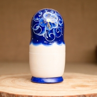 Матрёшка 5-ти кукольная "Нина" синяя , 14-15см, ручная роспись.