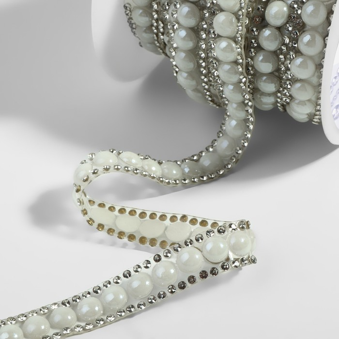 Стразы и бусины термоклеевые, ширина - 11 мм, 4,5 ± 0,5 м, цвет серебряный Стразы и бусины термоклеевые, ширина - 11 мм, 4,5 ± 0,5 м, цвет серебряный