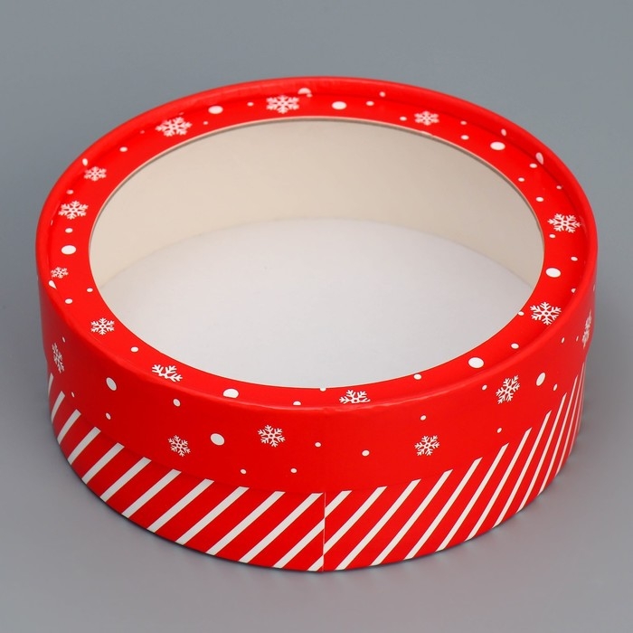 Коробка для макарун тубус с окном &laquo;Подарок от Деда Мороза&raquo;, 16 х 16 х 5 см, Новый год