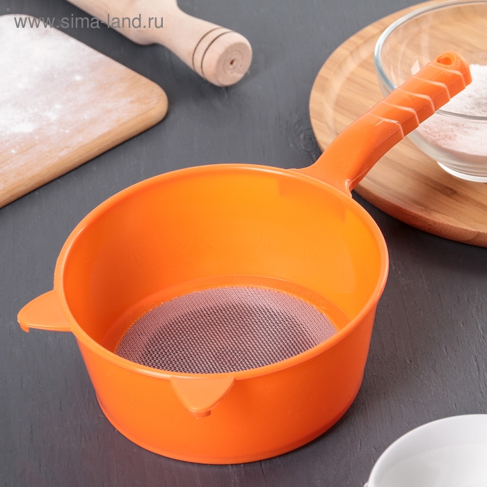 Сито для просеивания с ручкой &laquo;Ушки&raquo;, d=15,5 см, цвет МИКС