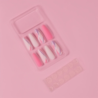 Накладные ногти «Розовое настроение», 12 шт, с клеевыми пластинами, форма балерина, разноцветные Накладные ногти «Розовое настроение», 12 шт, с клеевыми пластинами, форма балерина, разноцветные