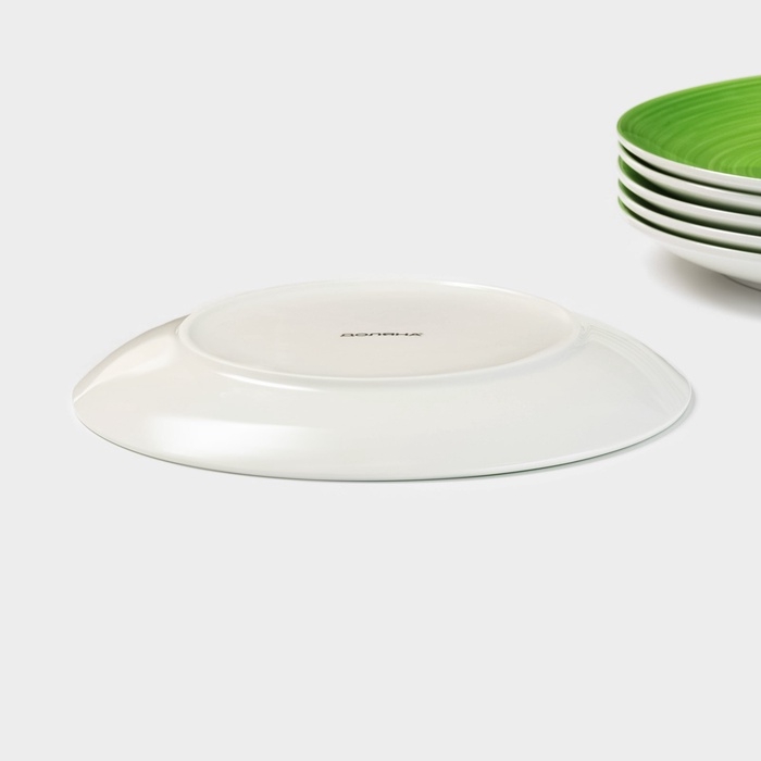 Набор тарелок Доляна &laquo;Палитра&raquo;, d=26,5 см, фарфор, 6 шт, зелёный