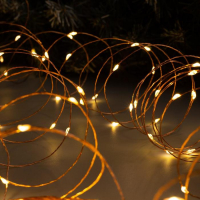 Гирлянда &laquo;Нить&raquo; 20 м роса, IP20, медная нить, 200 LED, свечение тёплое белое, 12 В
