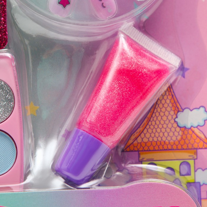 Косметика для девочек блеск для губ, 2 лака, тени, накладные ногти Косметика для девочек блеск для губ, 2 лака, тени, накладные ногти