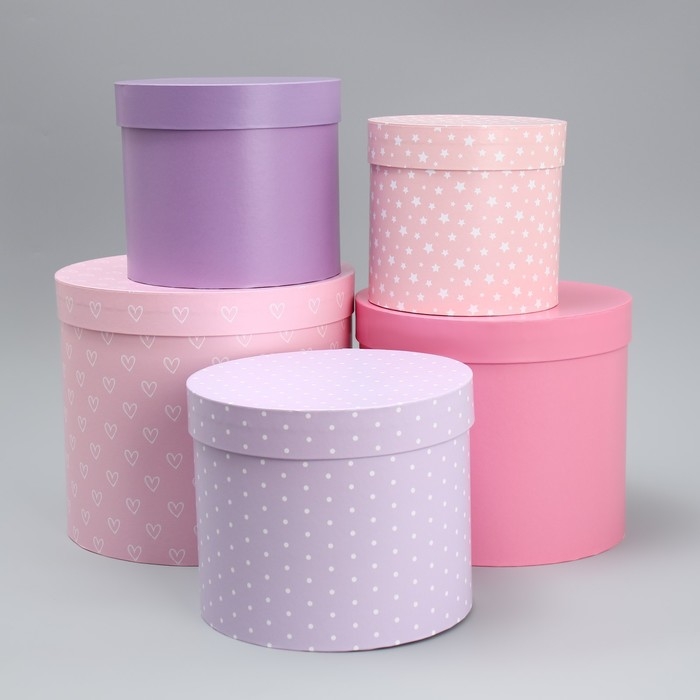 Набор шляпных коробок 5 в 1, упаковка подарочная, «Паттерн», 13 х 14 ‒ 19.5 х 22 см Набор шляпных коробок 5 в 1, упаковка подарочная, «Паттерн», 13 х 14 ‒ 19.5 х 22 см