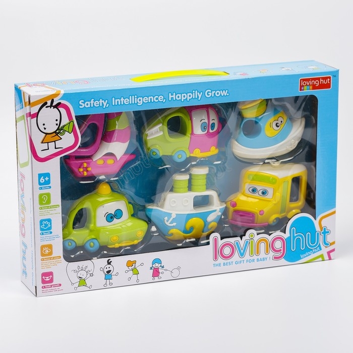 Набор погремушек &laquo;Розовый слон. Машинки&raquo;, 6 шт., подарочная упаковка