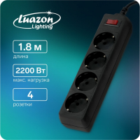 Сетевой фильтр Luazon Lighting, 4 розетки, 1.8 м, 2200 Вт, 3 х 0.75 мм2, 10 А, 220 В, черный Сетевой фильтр Luazon Lighting, 4 розетки, 1.8 м, 2200 Вт, 3 х 0.75 мм2, 10 А, 220 В, черный
