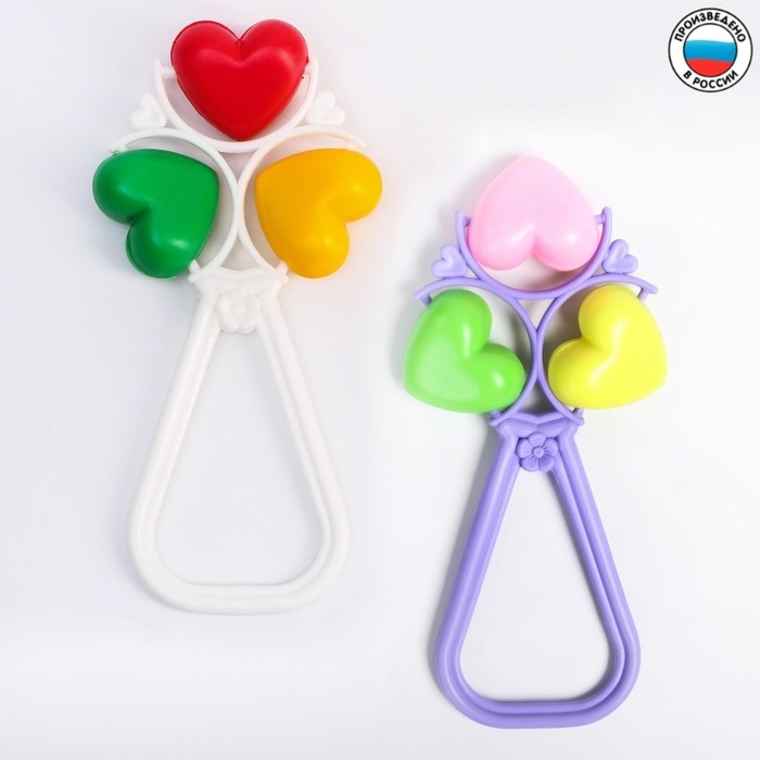 Погремушка на палочке &laquo;Сердечки&raquo;, виды МИКС