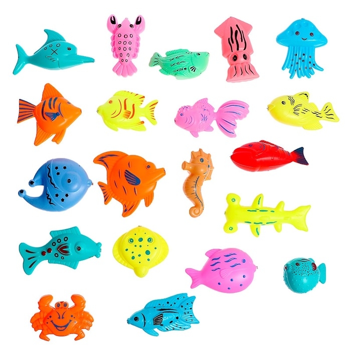 Рыбалка &laquo;Волна приключений&raquo; в корзине: 1 удочка, 1 сачок, 20 рыбок, МИКС