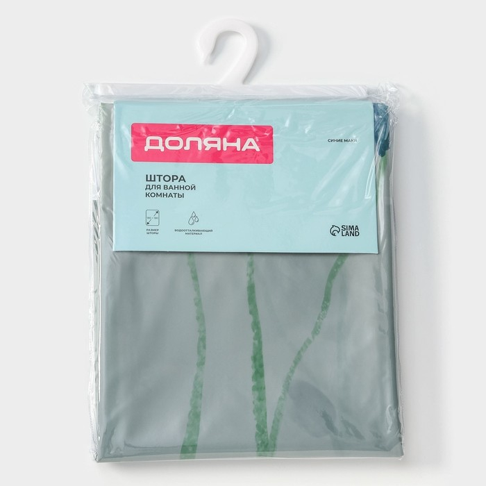 Штора для ванной Доляна &laquo;Синие маки&raquo;, 180&times;180 см, EVA