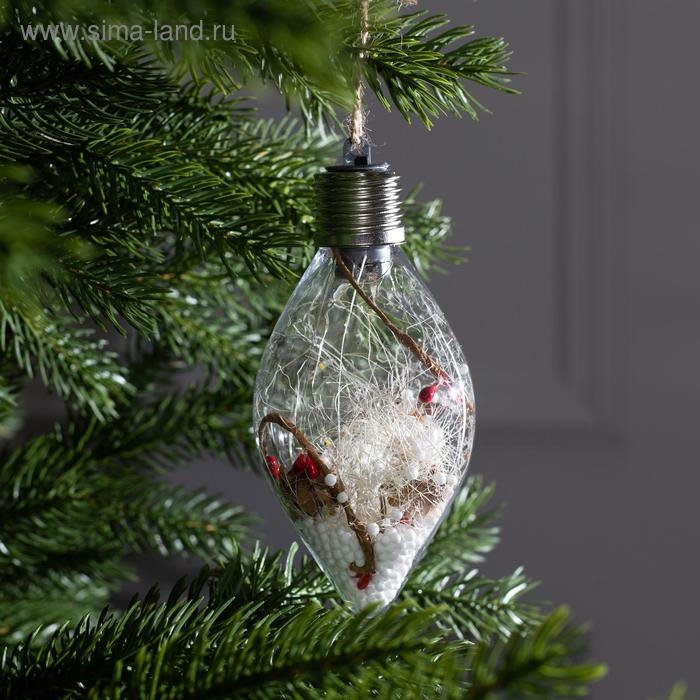 Ёлочный шар «Снежные нити», батарейки, 5 LED, свечение тёплое белое Ёлочный шар «Снежные нити», батарейки, 5 LED, свечение тёплое белое
