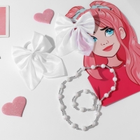 Набор «Выбражулька» 4 предмета: 2 резинки, бусы, браслет цвет белый Набор «Выбражулька» 4 предмета: 2 резинки, бусы, браслет цвет белый