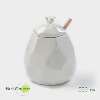 Ёмкость фарфоровая для мёда с ложкой BellaTenero &laquo;Пчёлка&raquo;, 550 мл, цвет белый
