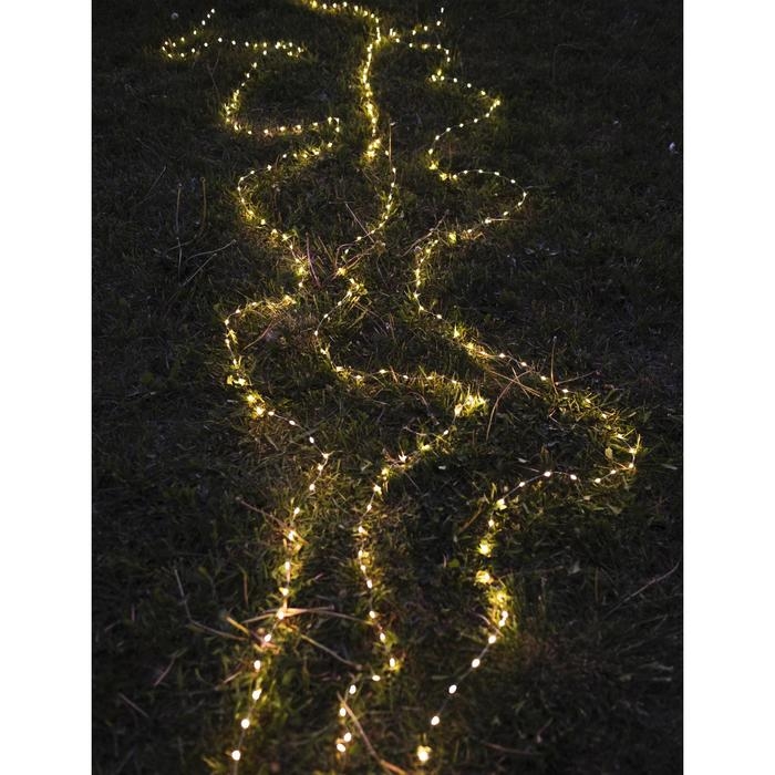 Гирлянда &laquo;Нить&raquo; 2 м роса, IP20, серебристая нить, 20 LED, свечение тёплое белое, USB