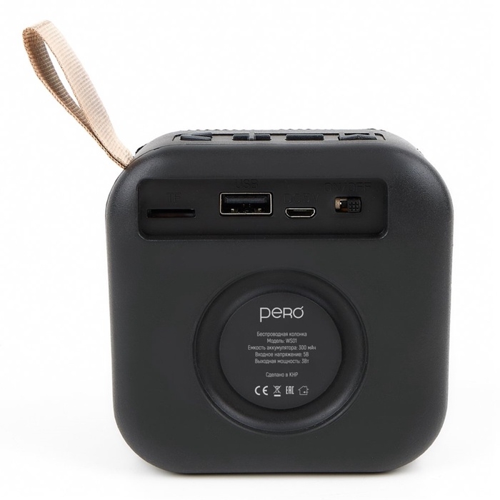 Портативная колонка PERO WS01, 3 Вт, Bluetooth 5, 300 мАч, чёрная Портативная колонка PERO WS01, 3 Вт, Bluetooth 5, 300 мАч, чёрная