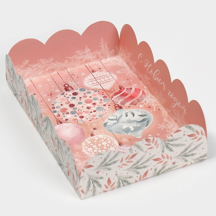 Коробка подарочная с PVC крышкой «Нежно-розовая», 20 х 30 х 8 см, Новый год Коробка подарочная с PVC крышкой «Нежно-розовая», 20 х 30 х 8 см, Новый год