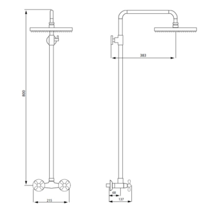 Душевая система Istok life Standard с двуручным смесителем, хром