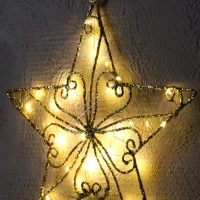 Светодиодная фигура &laquo;Звезда&raquo; 31 см, металл, батарейки ААх2 (не в комплекте), свечение тёплое белое