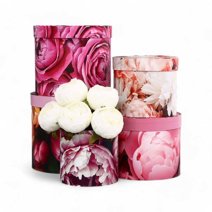 Набор шляпных коробок для цветов 5 в 1, упаковка подарочная, &laquo;Для тебя&raquo;, 16 х 14 см - 22 х 19,5 см