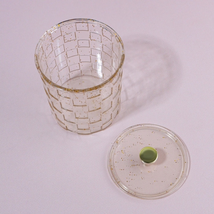 Органайзер для для ватных палочек «SHINE», с крышкой, 8,5 × 8,5 × 11,2 см, цвет прозрачный/золотистый Органайзер для для ватных палочек «SHINE», с крышкой, 8,5 × 8,5 × 11,2 см, цвет прозрачный/золотистый