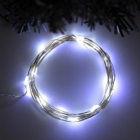 Гирлянда &laquo;Нить&raquo; 2 м роса, IP20, серебристая нить, 20 LED, свечение белое, USB