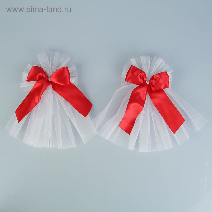 Набор бантов на зеркала из фатина, 2 шт, красный Набор бантов на зеркала из фатина, 2 шт, красный
