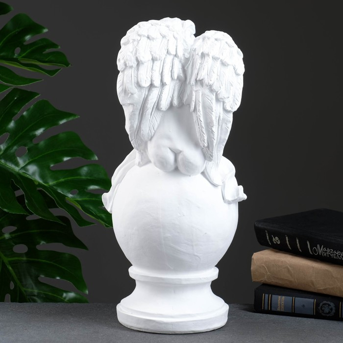 Фигура гипс &laquo;Ангел спящий на шаре&raquo;, белый, 15&times;19&times;40 см