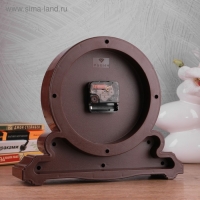 Часы настольные "Берта", бесшумные, 30 х 26 см, d-16.5 см, корпус коричневый с золотом