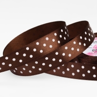 Лента атласная «Горох», 15 мм × 23 ± 1 м, цвет коричневый №032 Лента атласная «Горох», 15 мм × 23 ± 1 м, цвет коричневый №032