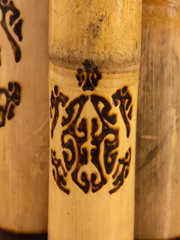 Свеча в бамбуке тройная &laquo;Экзотика&raquo;, 13&times;15&times;30 см, 100 мл, бежевая