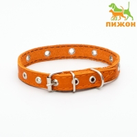 Ошейник кожаный однослойный с рифленными люверсами, безразмерный, 40 х 1,5 см, ОШ 27-35 см, рыжий 70 Ошейник кожаный однослойный с рифленными люверсами, безразмерный, 40 х 1,5 см, ОШ 27-35 см, рыжий 70