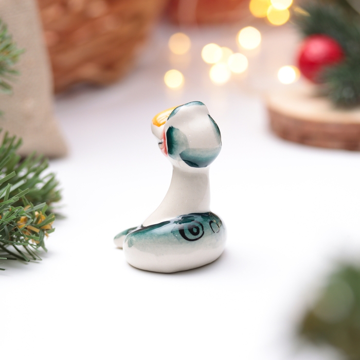 Новый год. Сувенир символ года "Удавчик Стёпа", гжель, цвет, 5,5 см