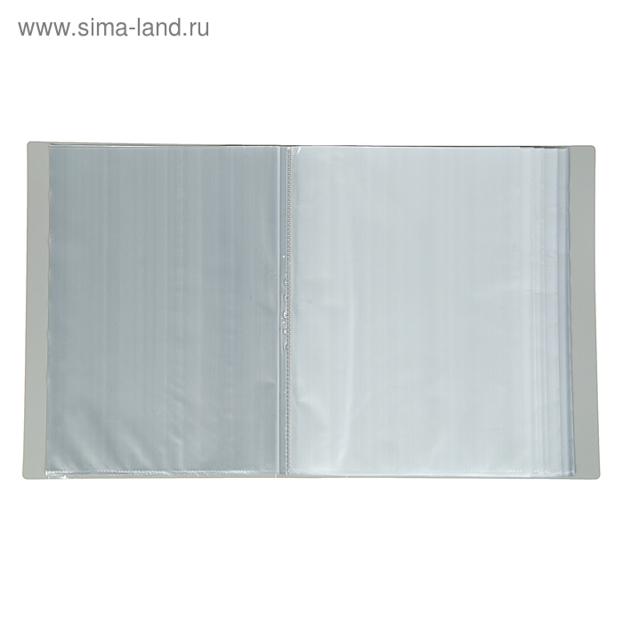 Папка с 100 вкладышами А4, 700 мкм, Calligrata, текстура "песок", серая