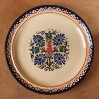 Блинница Риштанская Керамика "Цветы", 38 см, синий микс