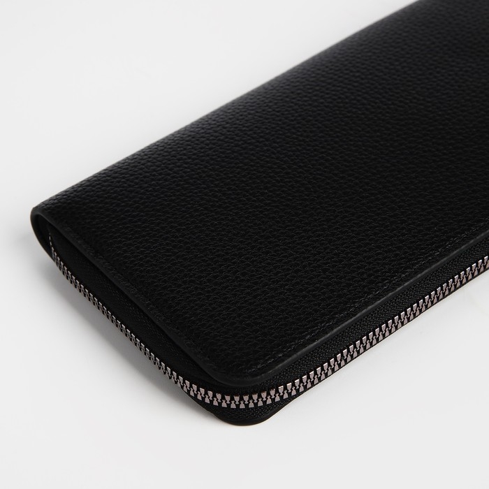Портмоне мужское на молнии, отдел для купюр, для карт, для монет, цвет чёрный Портмоне мужское на молнии, отдел для купюр, для карт, для монет, цвет чёрный