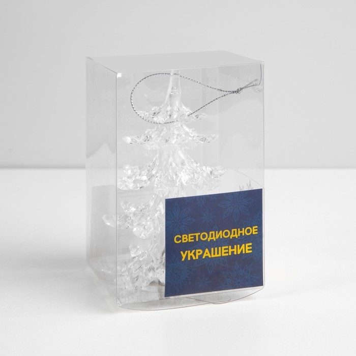 Ёлочная игрушка &laquo;Хрустальная ёлочка&raquo; 12 см, от батареек, свечение мульти (RGB)