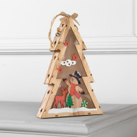 Светодиодная фигура &laquo;Ёлка со снеговиком&raquo; 14 &times; 22.5 &times; 4 см, дерево, батарейки АААх2 (не в комплекте), свечение тёплое белое